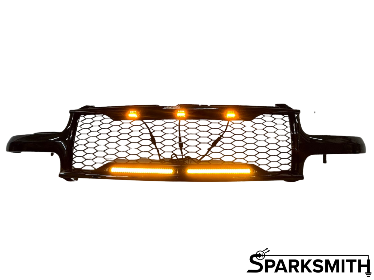 1999-2002 Chevrolet Silverado 1500/2000-2006 Tahoe/Suburban Glossy Black Mesh Grille w/ LED Lights