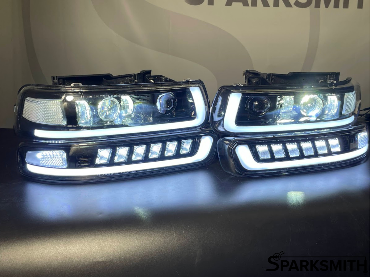 99-02 Silverado, 99-06 Tahoe/Suburban Full LED Projector Headlights - CLEAR REFLECTORS