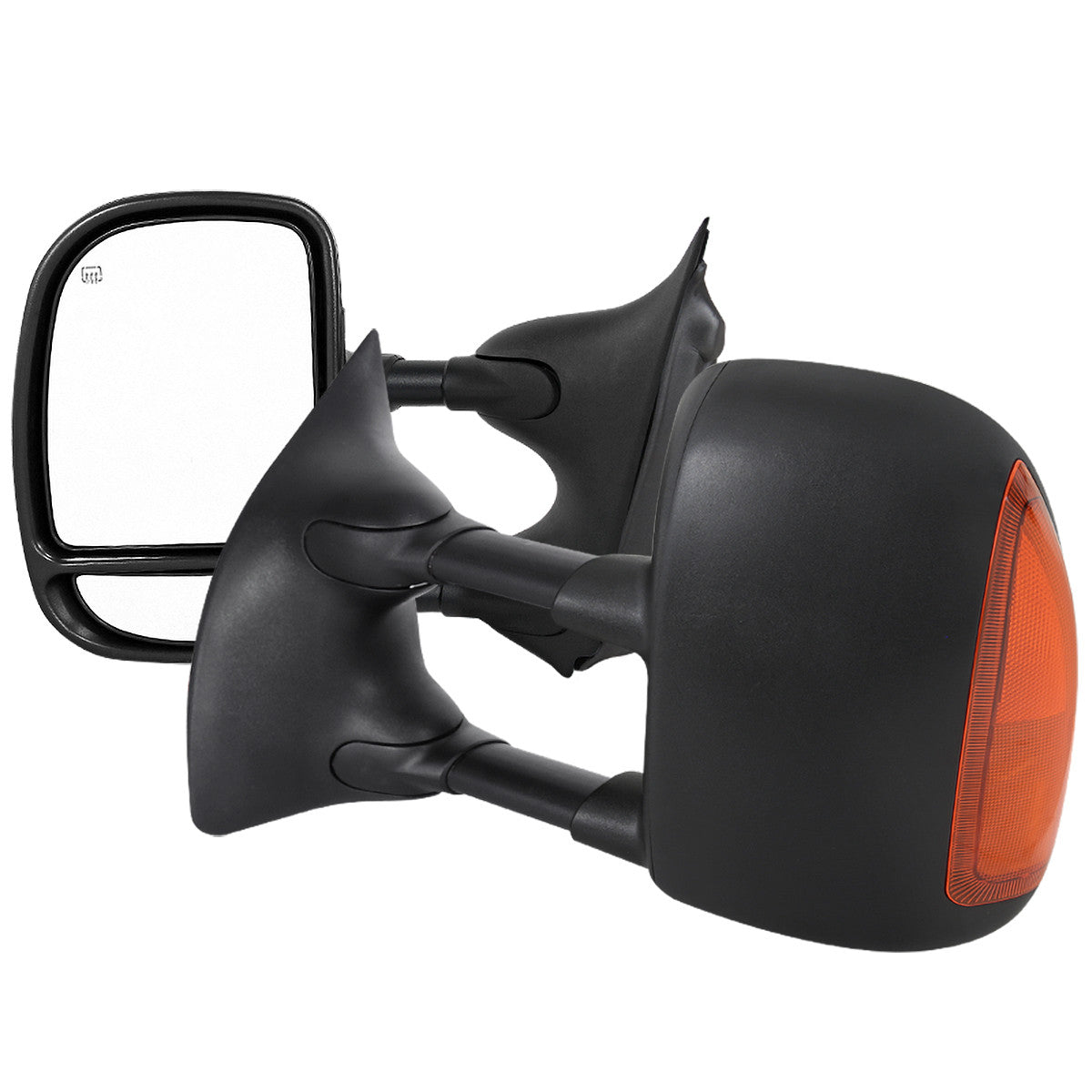 1999-2007 Ford F-250/F-350/F-450/F-550 Excursion Power Adjustable, Heated, & Manual Extendable Towing Mirrors w/ Amber Lens LED Turn Signal Lights