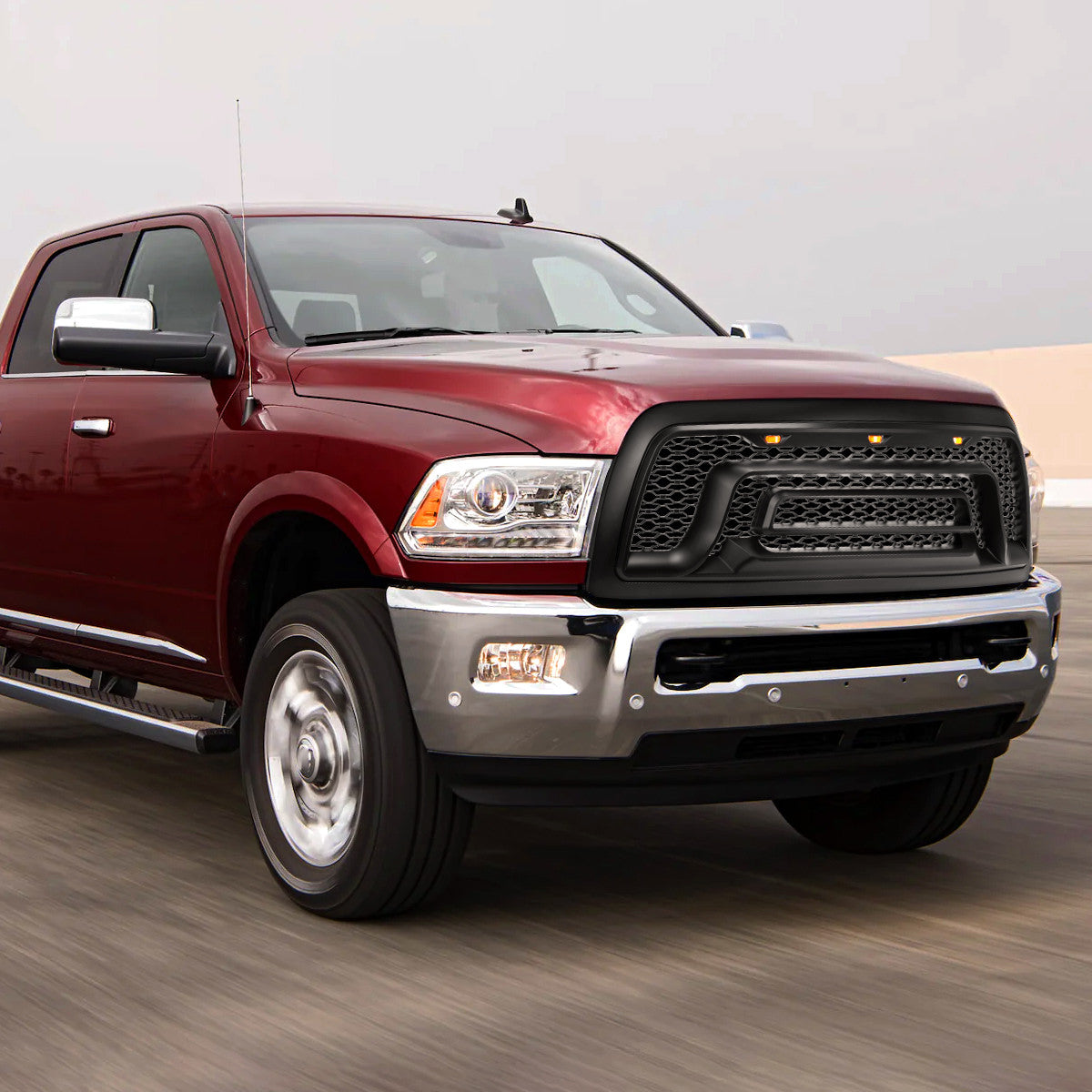 Grille+ 2010-2018 Dodge RAM 2500/3500 Rebel Style Grille w/ Amber LED Lights