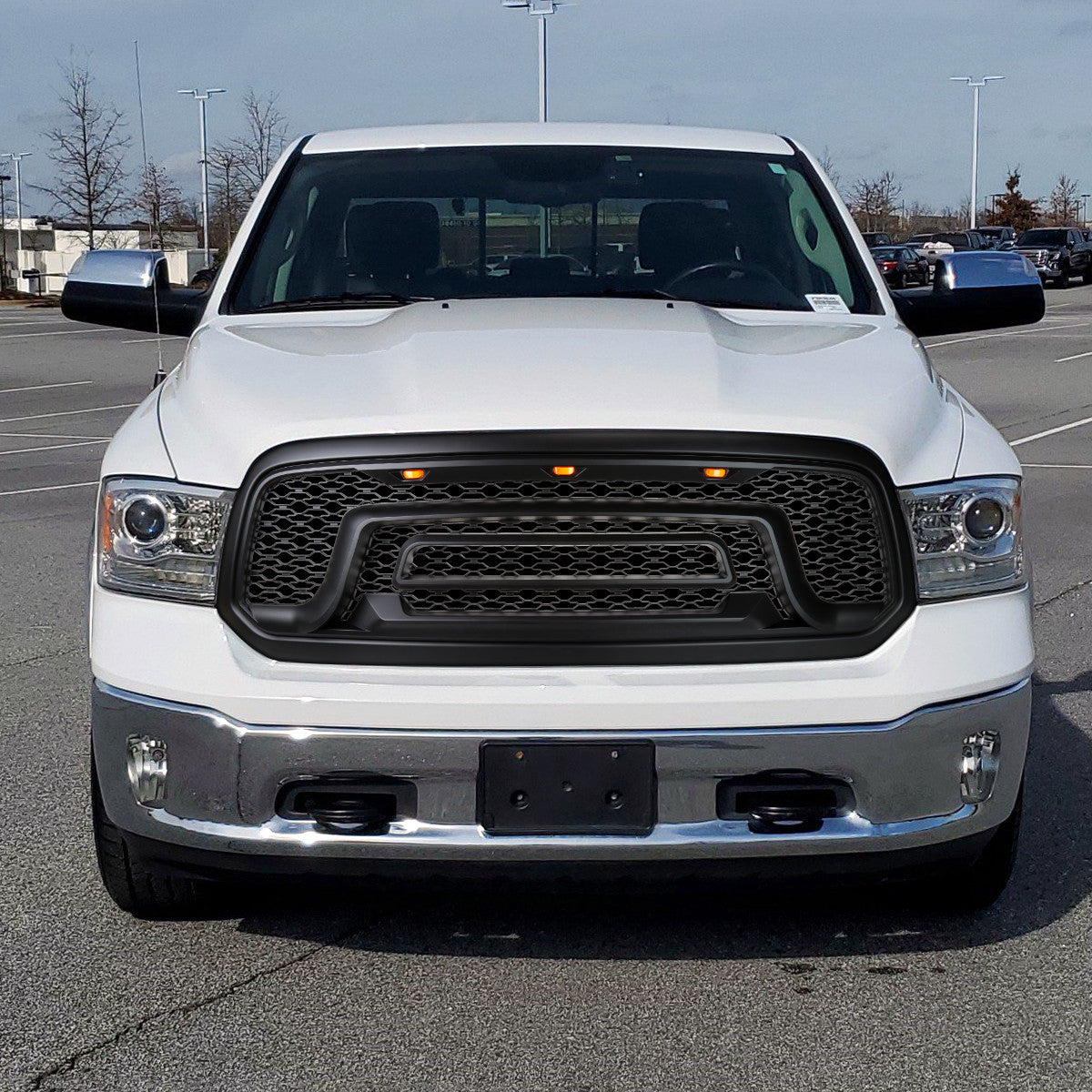 Grille+ 2013-2018 Dodge RAM 1500 Rebel Style Grille w/ Amber LED Lights