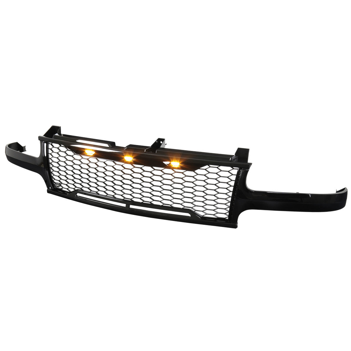 1999-2002 Chevrolet Silverado 1500/2000-2006 Tahoe/Suburban Glossy Black Mesh Grille w/ LED Lights