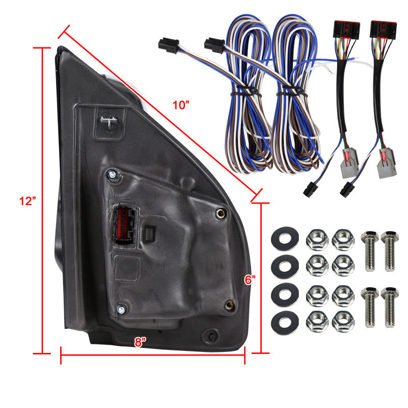 2015-2020 Ford F-150 Power Adjustable, Heated, & Manual Extendable Towing Mirrors w/ Smoked Lens LED Turn Signal, Clearance, Puddle, & Auxiliary Lights