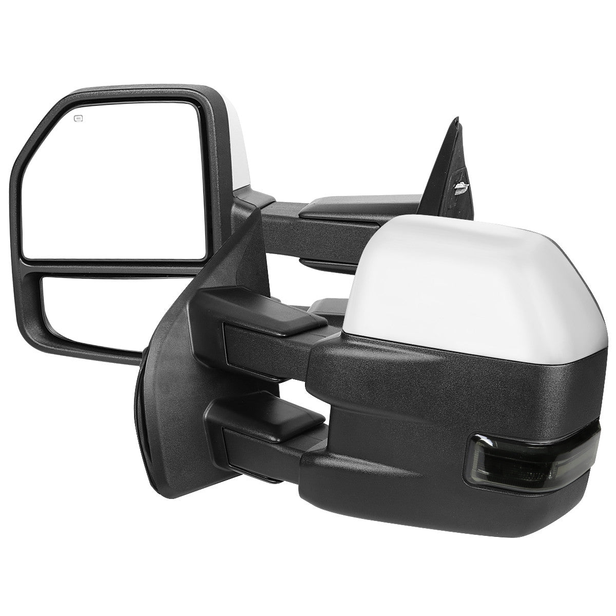 2015-2020 Ford F-150 Power Adjustable, Heated, & Manual Extendable Towing Mirrors w/ Smoked Lens LED Turn Signal, Clearance, Puddle, & Auxiliary Lights
