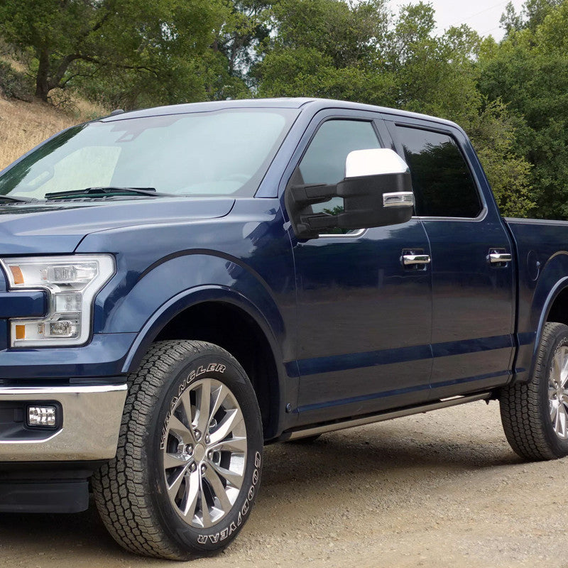 2015-2020 Ford F-150 Power Adjustable, Heated, & Manual Extendable 8-Pin/22-Pin Chrome Towing Mirrors w/ LED Turn Signal, Clearance, & Puddle Lights