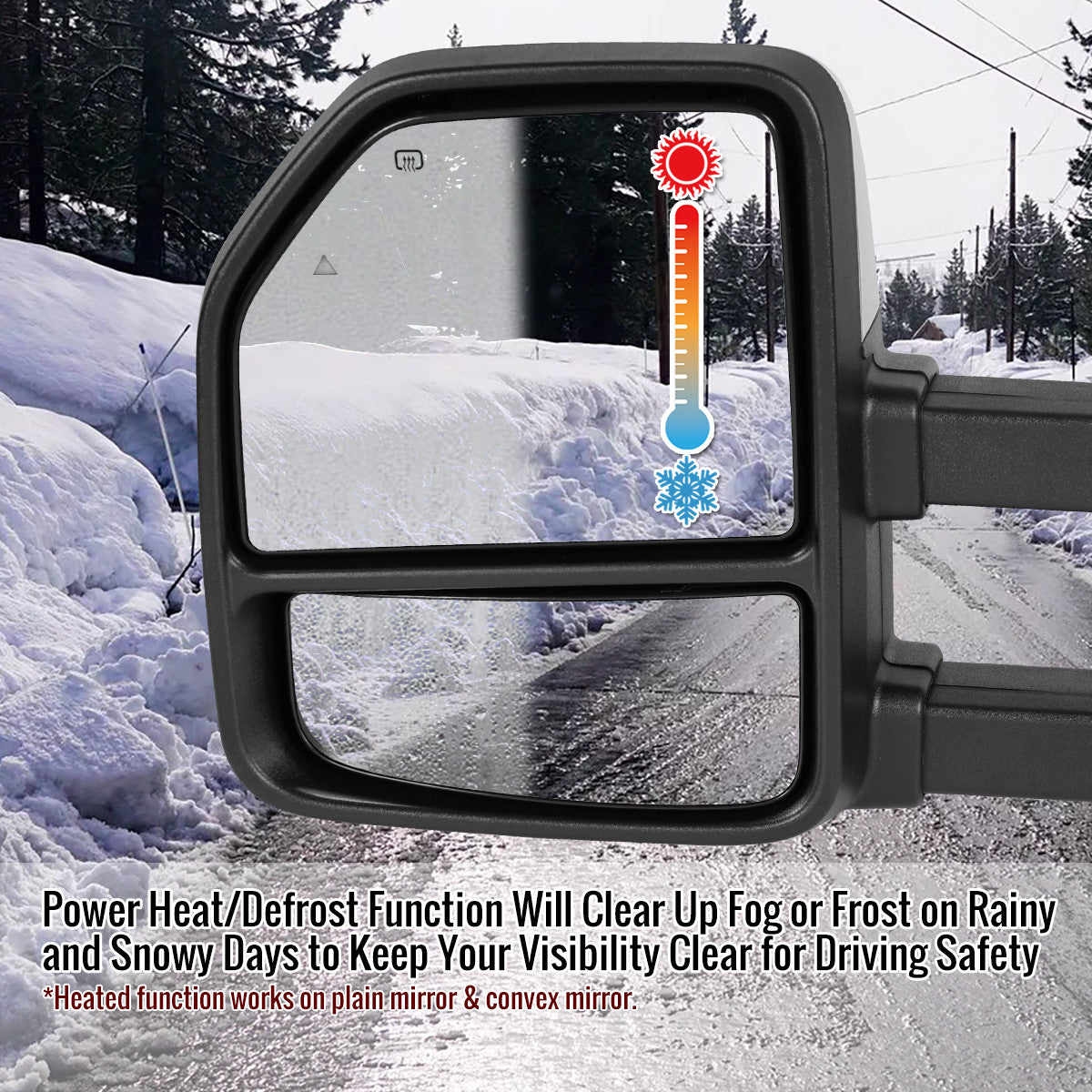 2021-2025 Ford F-150 F-250 Power Adjustable, Heated, & Manual Extendable Towing Mirrors w/ Smoked Lens LED Turn Signal, Clearance, Puddle, & Auxiliary Lights