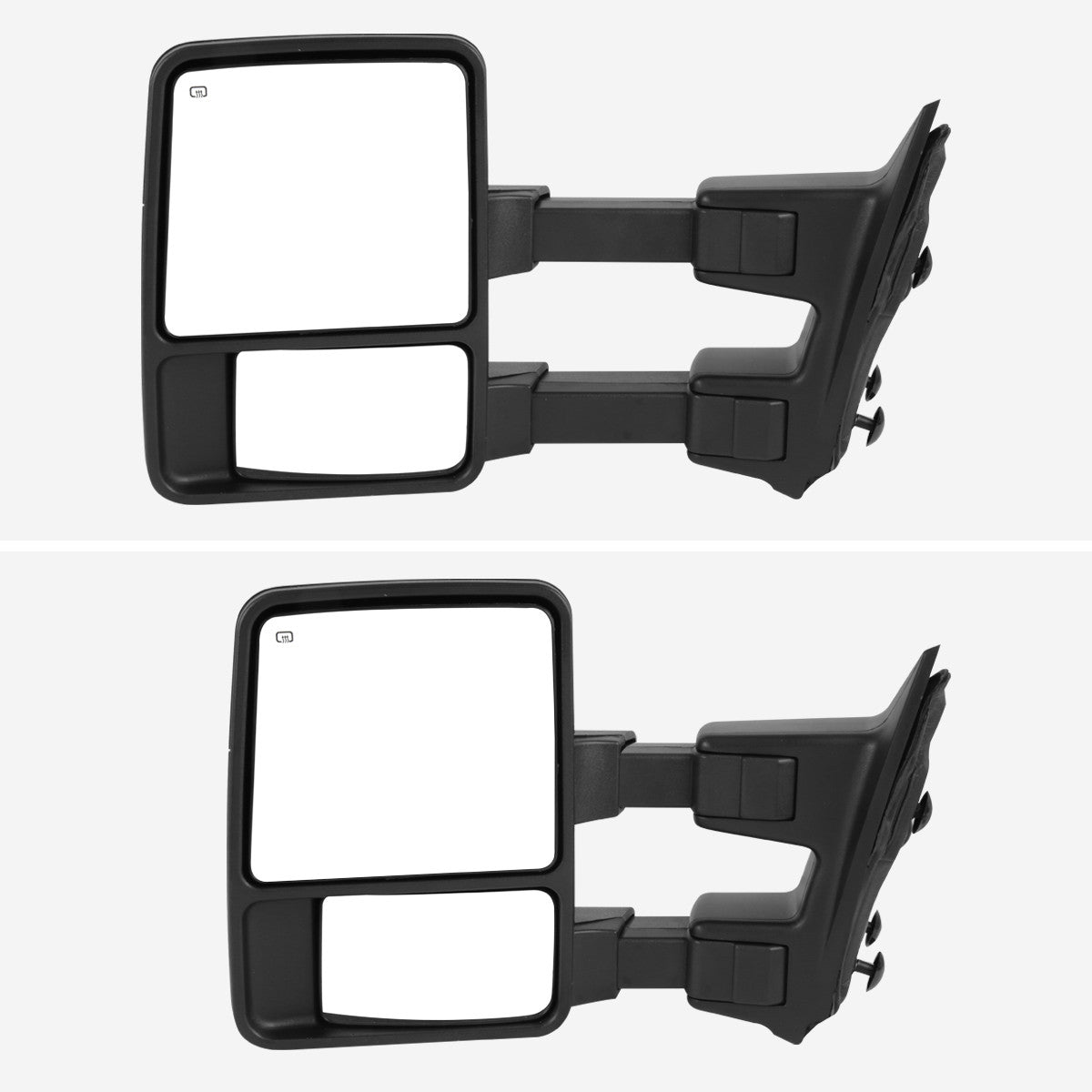 2008-2016 Ford F-250/F-350/F-450/F-550 Power Adjustable, Heated, & Manual Extendable Towing Mirrors w/ Amber Lens LED Turn Signal Lights