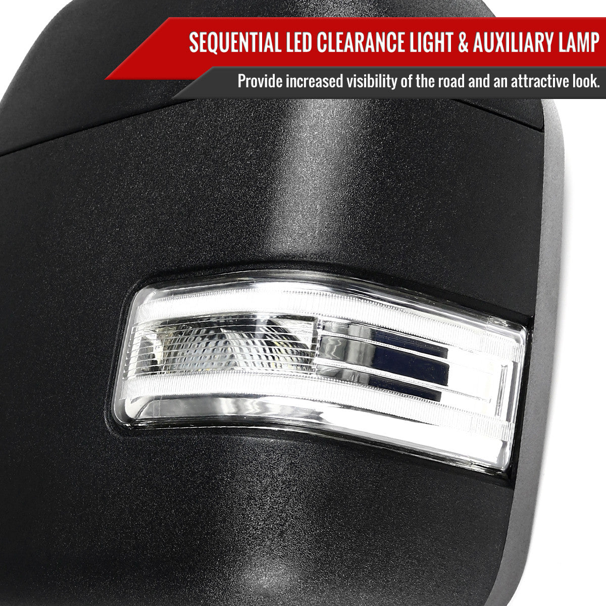 2017-2019 Ford F-250/F-350/F-450/F-550 Power Adjustable, Heated, & Manual Extendable Towing Mirrors w/ LED Turn Signal, Clearance, & Auxiliary Lights