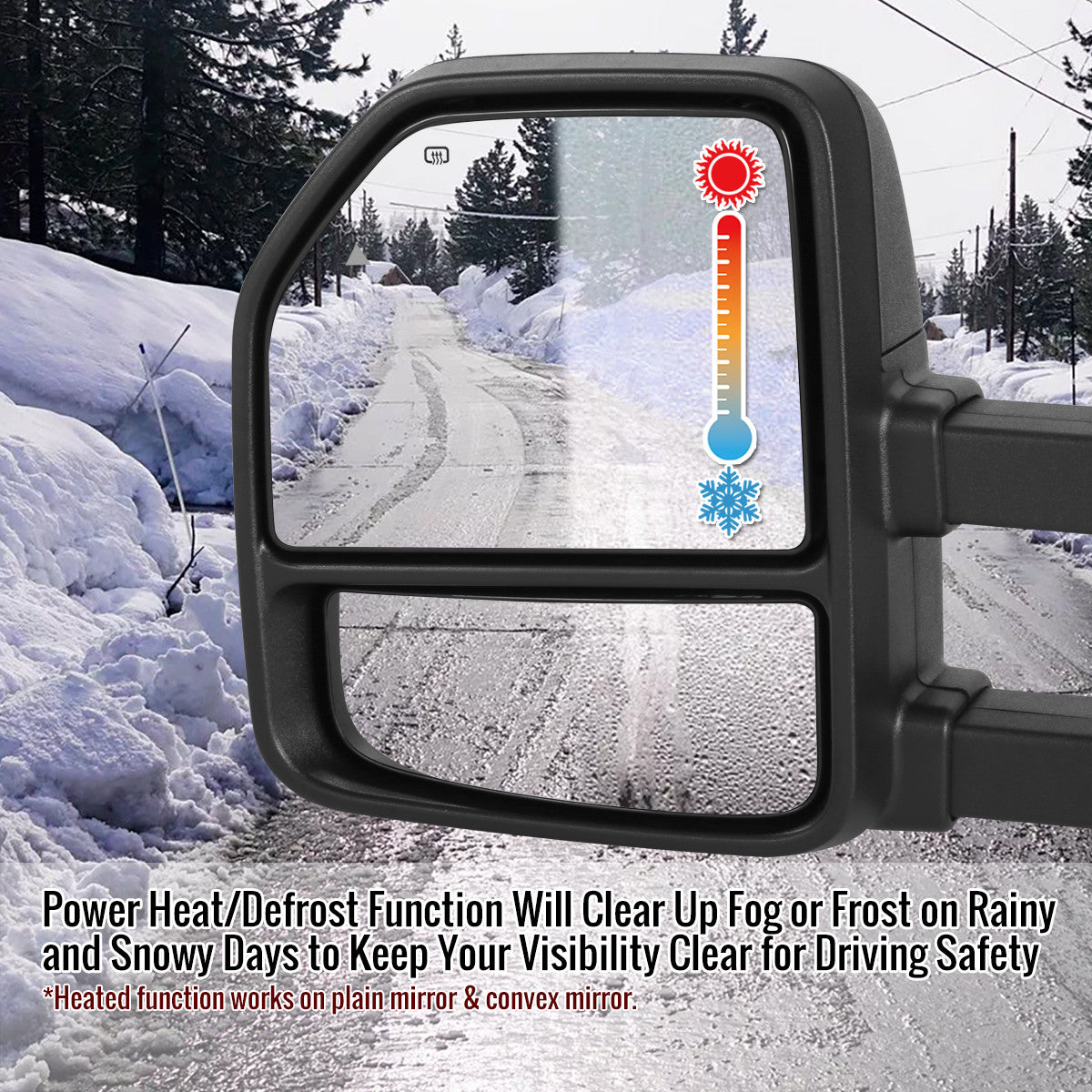 2017-2019 Ford F-250/F-350/F-450/F-550 Super Duty Power Adjustable, Heated, BSM, ATS, & Manual Extendable Towing Mirrors w/ Smoked Lens LED Turn Signal, Clearance, & Auxiliary Lights