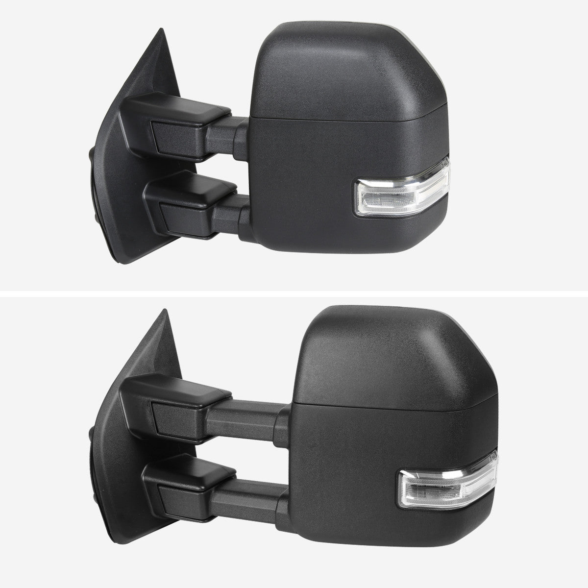 2017-2019 Ford F-250/F-350/F-450/F-550 Super Duty Power Adjustable, Heated, BSM, ATS, & Manual Extendable Towing Mirrors w/ Clear Lens LED Turn Signal, Clearance, & Auxiliary Lights