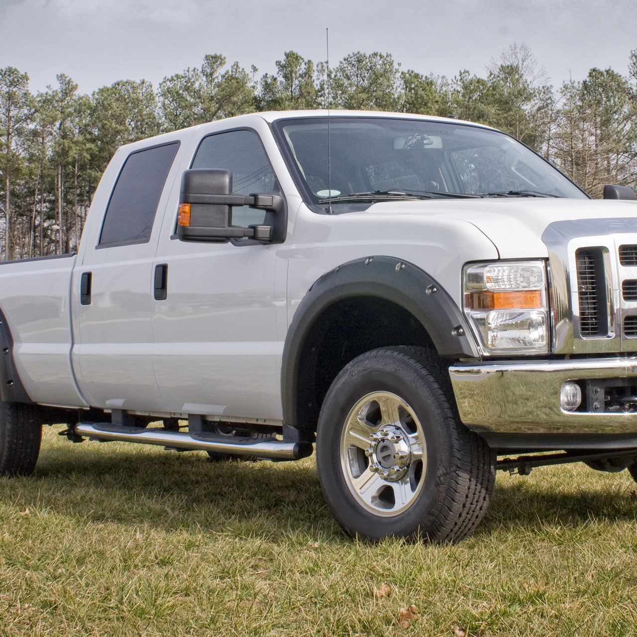 1999-2015 Ford F-250/F-350/F-450/F-550 Power Adjustable, Heated, & Manual Extendable Towing Mirrors w/ Amber Lens Turn Signal Lights