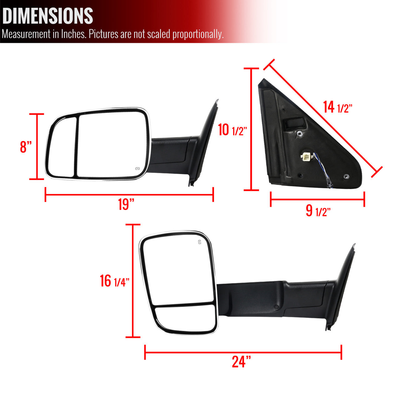 2002-2009 Dodge RAM Power Adjustable, Heated, & Manual Fold Towing Mirrors w/ LED Turn Signal & Puddle Lights