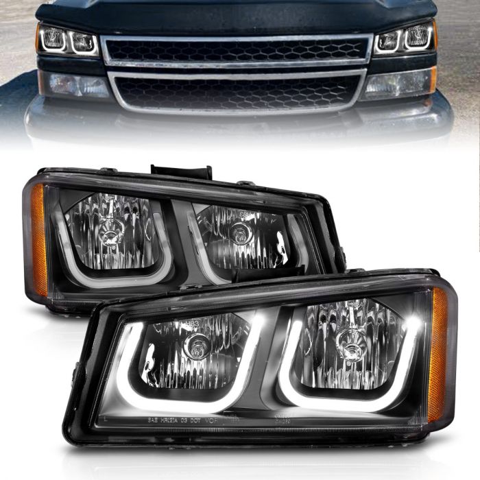 For 03-06 Chevy Silverado Avalanche Black Housing Clear Headlights Bumper Lamps - Foto 7