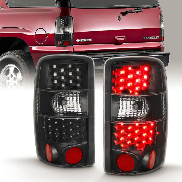 CHEVY SUBURBAN / TAHOE / YUKON / YUKON XL / GMC DENALI 00-06 LED TAIL LIGHTS BLACK CLEAR LENS