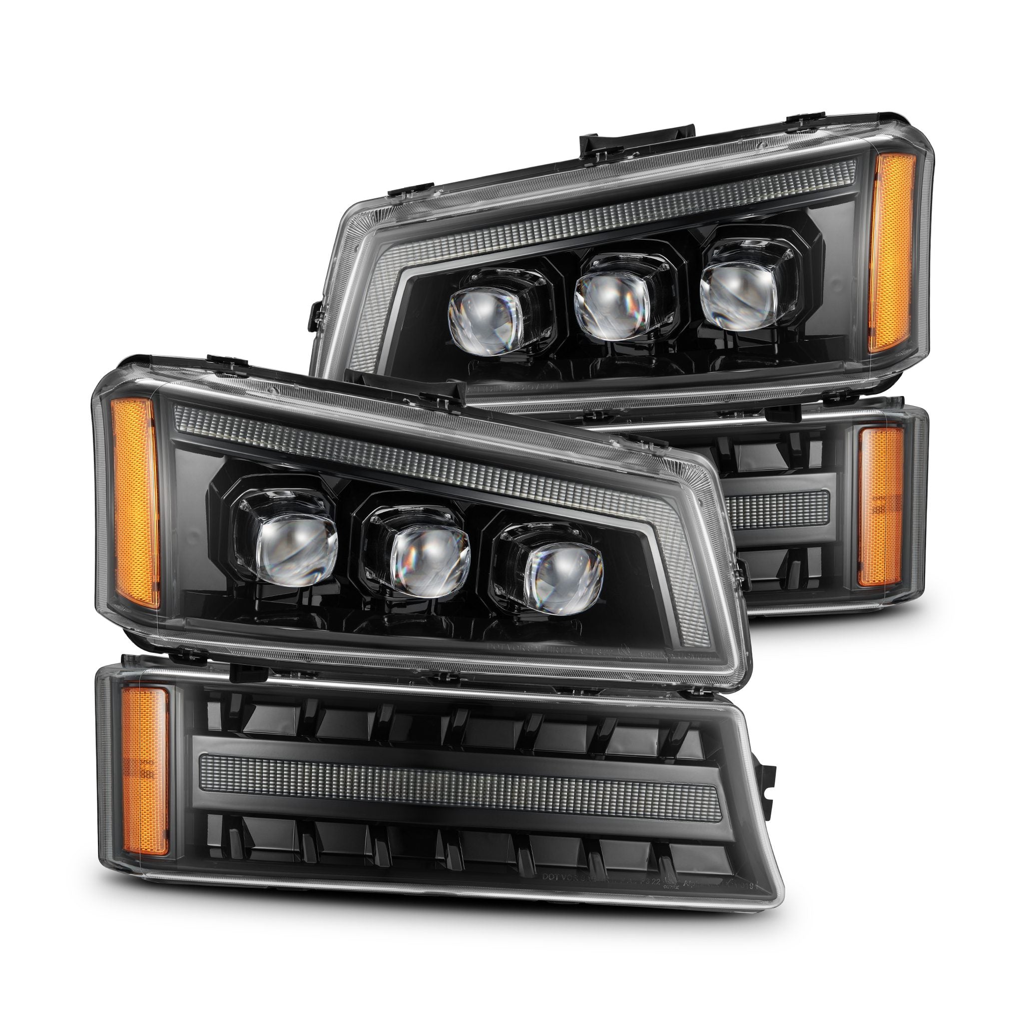 Black/Clear Headlights & Bumper Lamps For 2003–2006 Chevy Silverado Avalanche