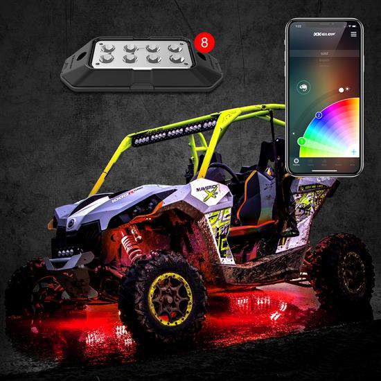 XKGlow LED RGB Rock Light with XKchrome Smartphone App-enabled Bluetooth Advanced Kit