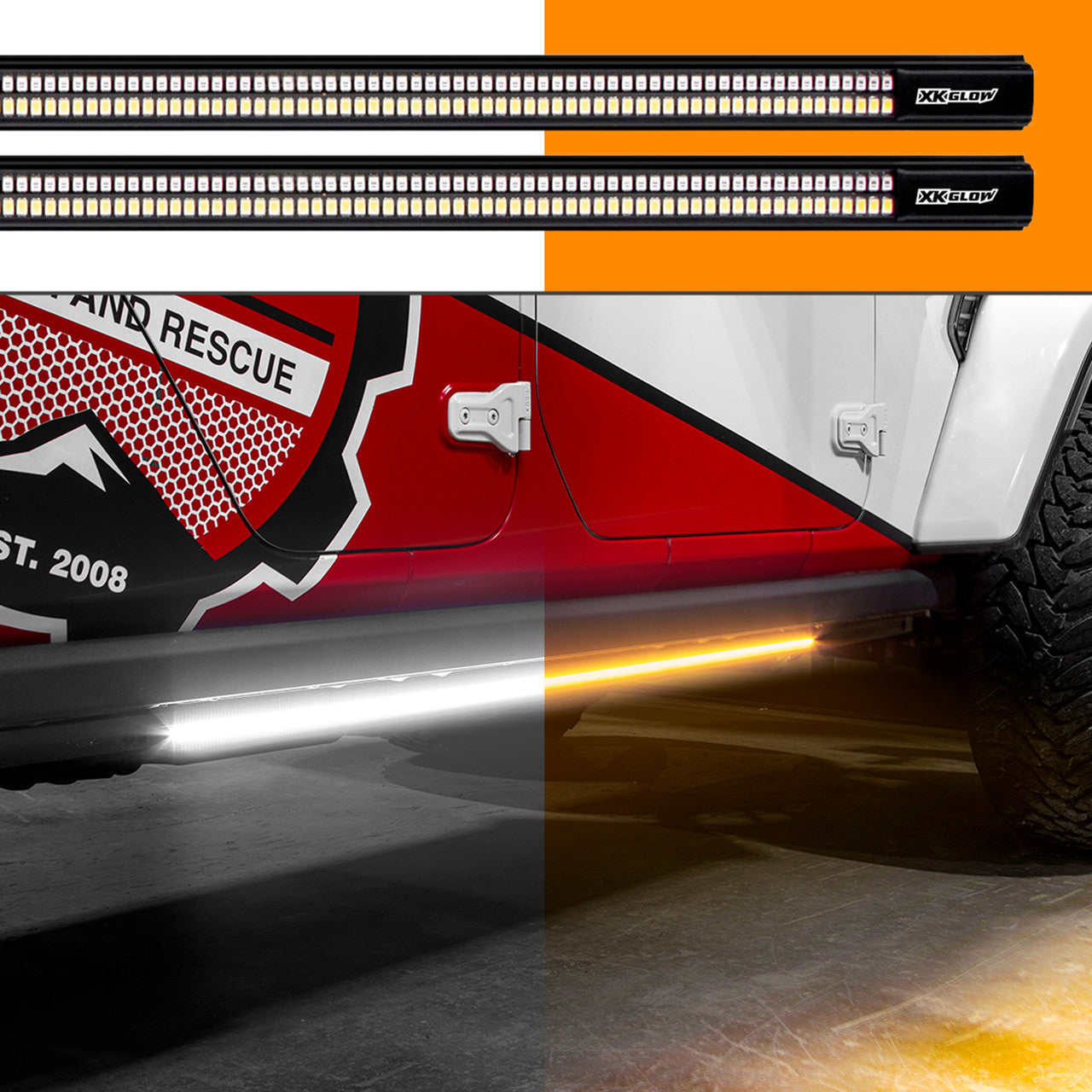 XKGLOW 48/60INCH WHITE+AMBER RUNNING BOARD STEP LED LIGHT BAR WITH TURN SIGNAL