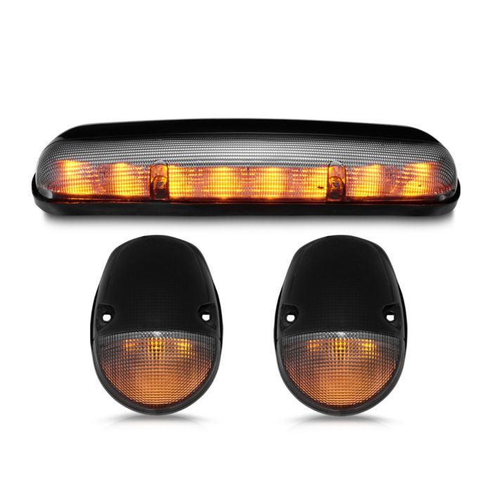 CHEVY SILVERADO GMC SIERRA CLASSIC 02-07 LED AMBER CAB LIGHTS CHROME SMOKE LENS 3PC