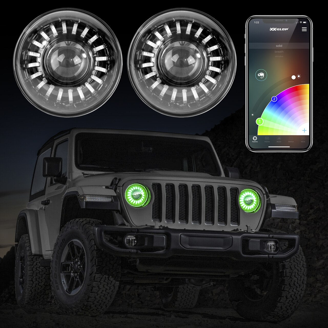 7" LED Headlight Kit for Jeep