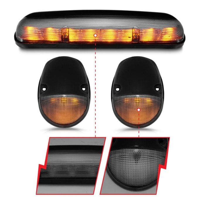 CHEVY SILVERADO / GMC SIERRA CLASSIC 02-07 LED AMBER CAB LIGHTS SMOKE LENS 3PC