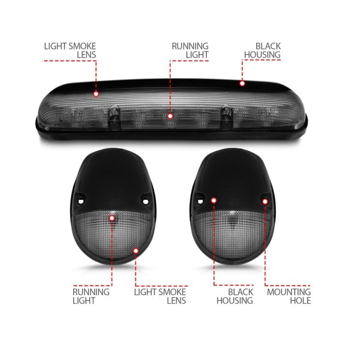 CHEVY SILVERADO / GMC SIERRA CLASSIC 02-07 LED AMBER CAB LIGHTS SMOKE LENS 3PC