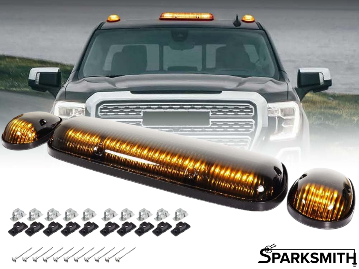 Smoked Lens Cab Lights: Single Color, 3 Piece Set , 02-07 Silverado/Sierra Style