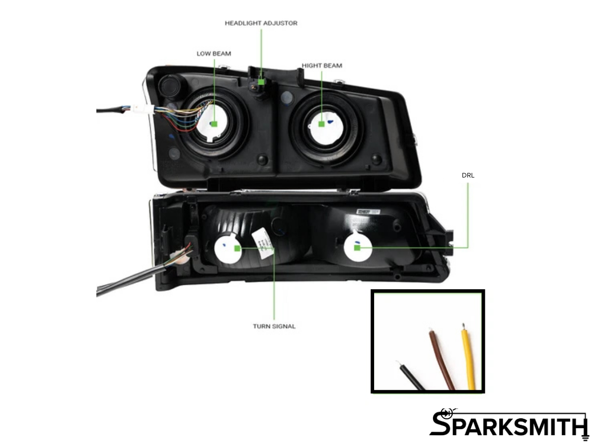 03-07 Silverado Animated Start-Up Headlight Set - Black, Reflector Style
