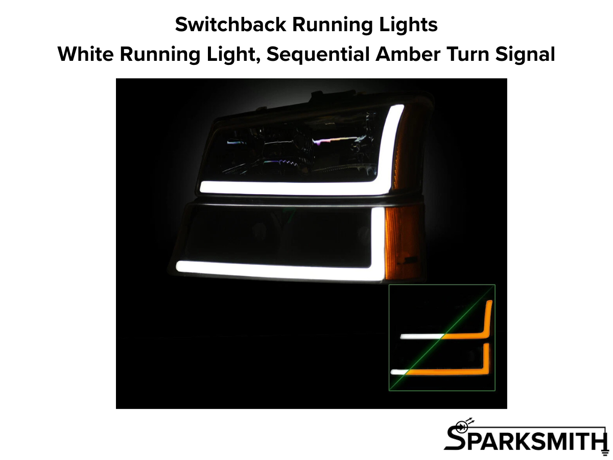 03-07 Silverado Animated Start-Up Headlight Set - Black, Reflector Style
