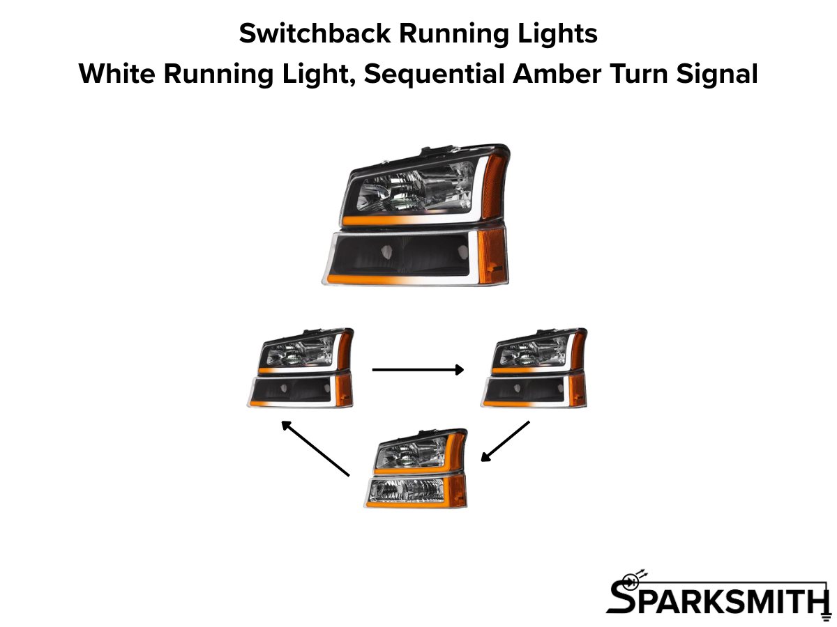 03-07 Silverado Animated Start-Up Headlight Set - Black, Reflector Style