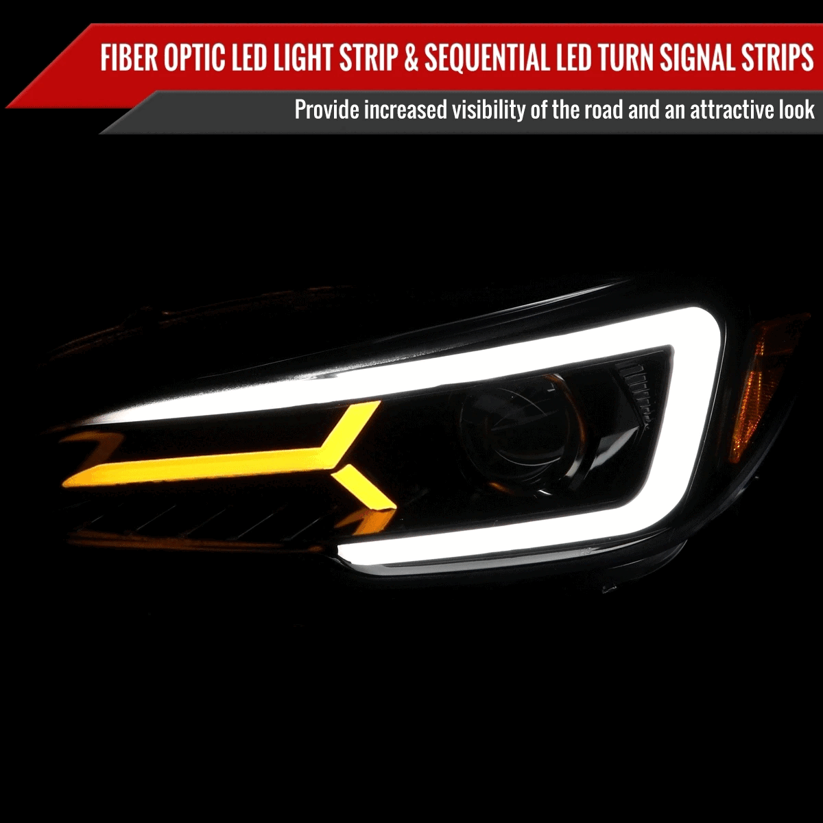 2015-2021 Subaru Impreza WRX/STI LED Bar Sequential Turn Signal (Glossy Black Housing/Smoked Lens)