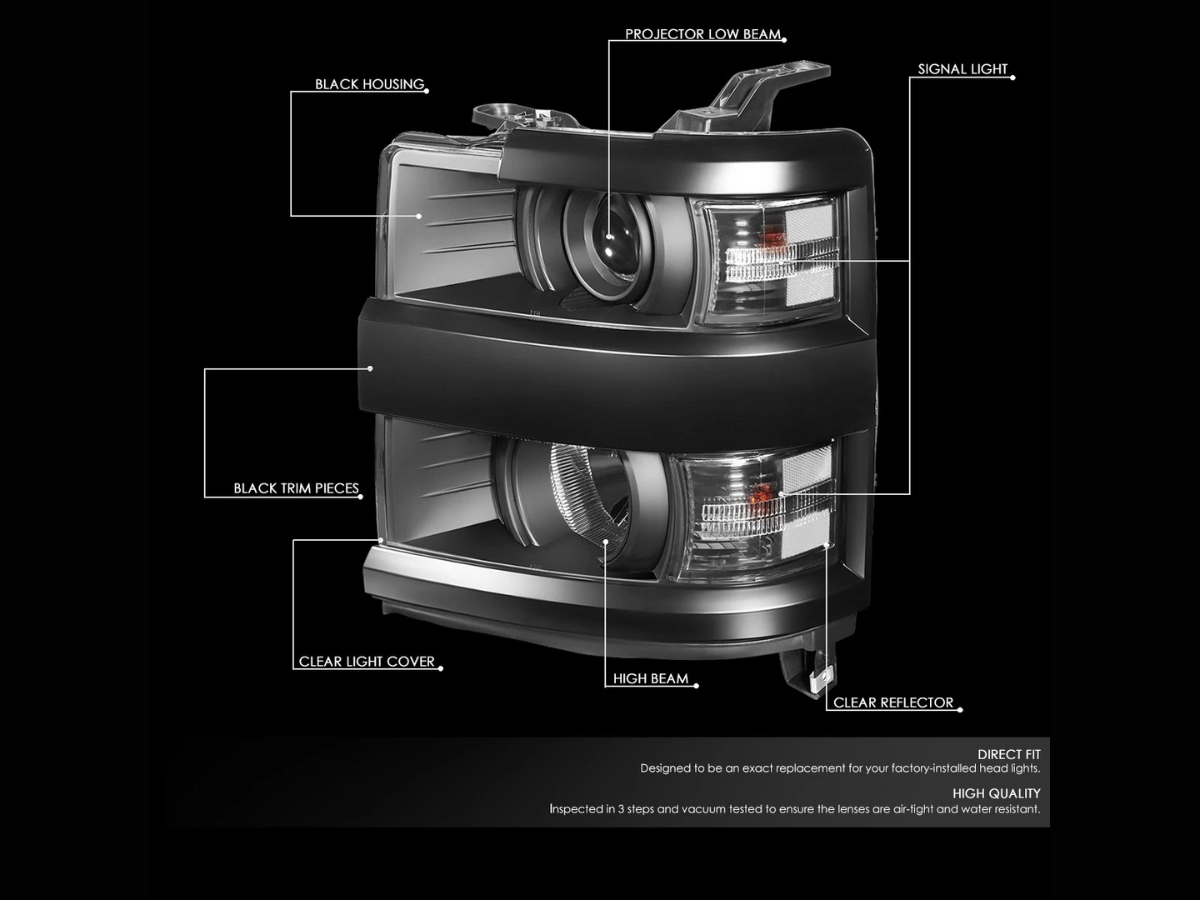 15-19 Chevy Silverado 2500HD/3500HD CLEAR LENS Projector Headlight Set