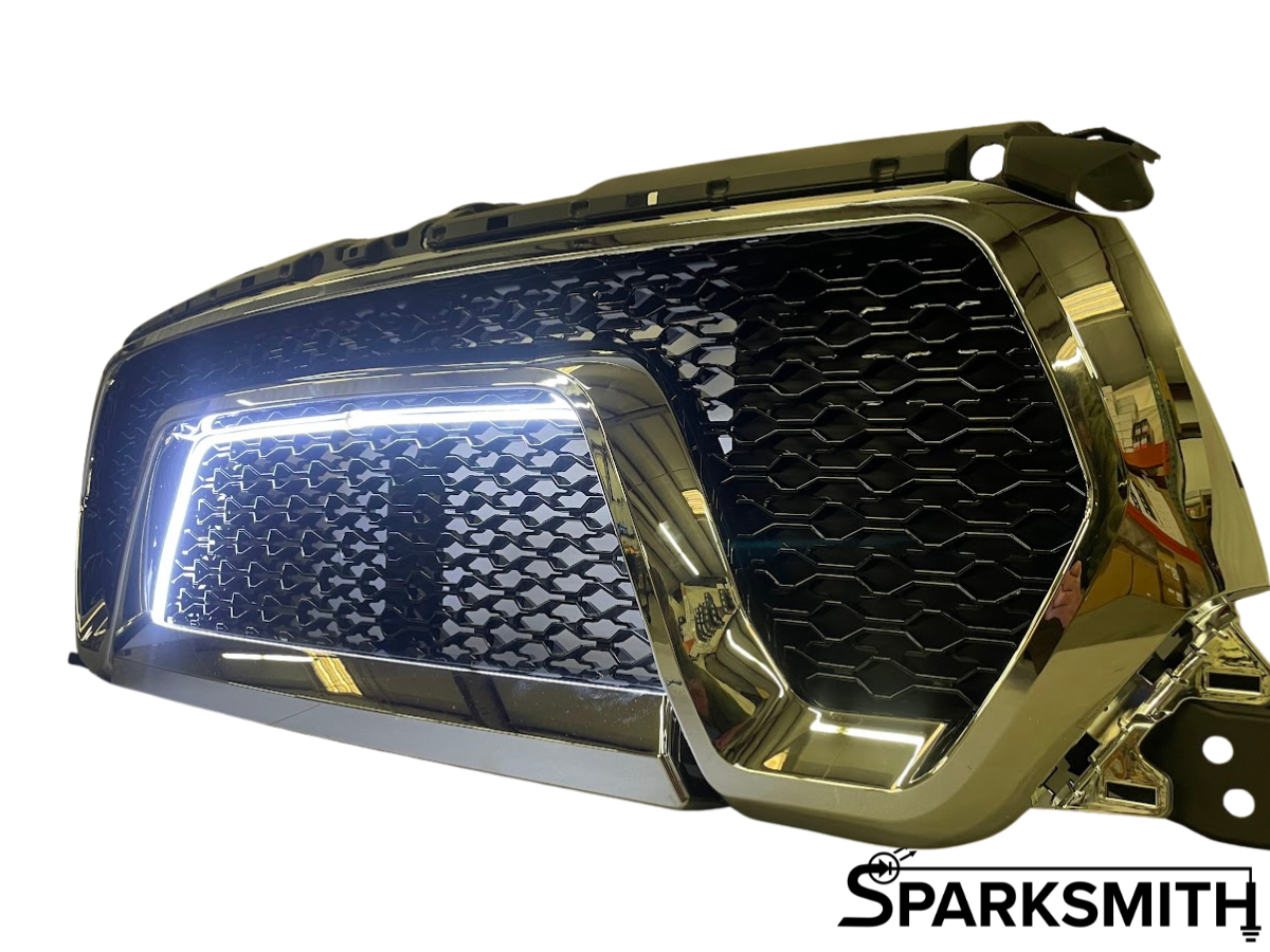 2019-2020 Dodge RAM 1500 Glossy Black ABS Chrome Trim Rebel Style Mesh Grille