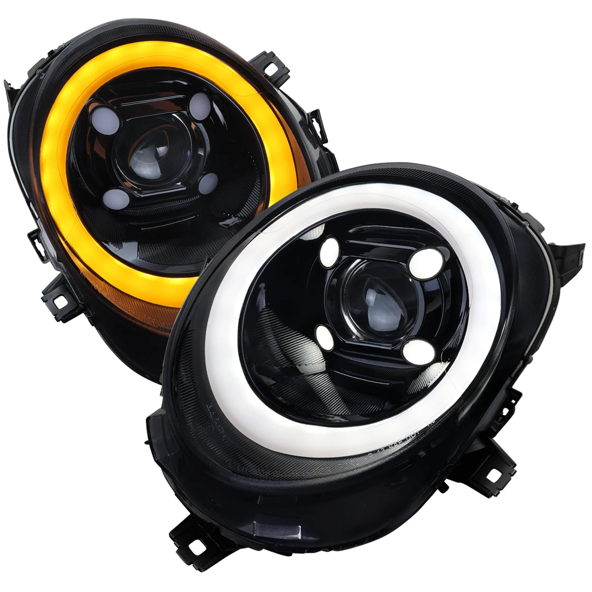 2014-2021 Mini Cooper F55 F56 F57 Projector Headlights Swithback LED DRL (Glossy Black Housing / Smoked Lens)