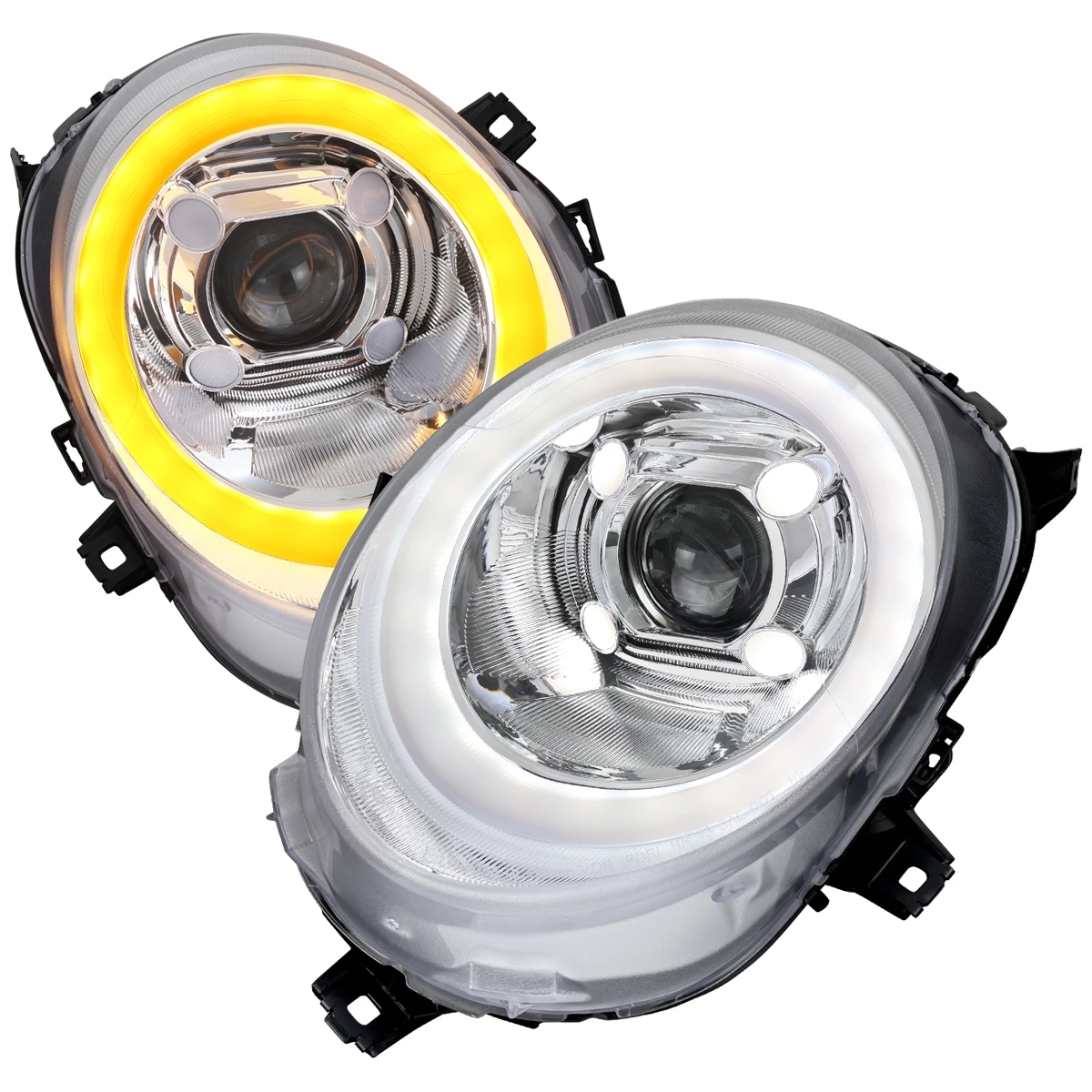 2014-2021 Mini Cooper F55 F56 F57 Projector Headlights Swithback LED DRL (Chrome Housing / Clear Lens)
