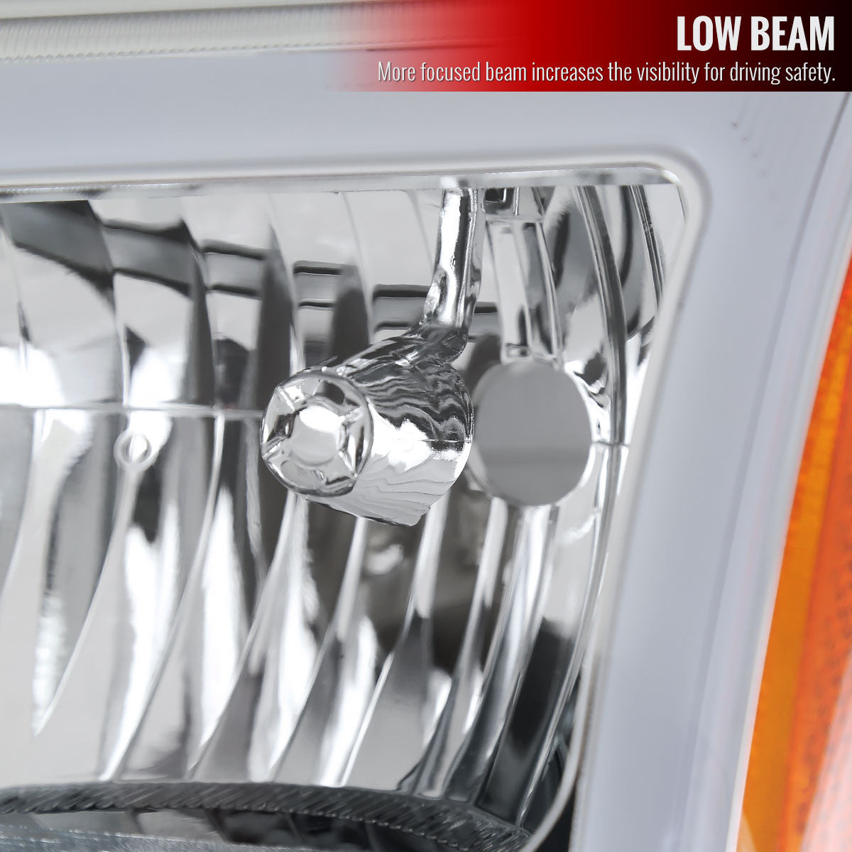 2002-2006 Chevrolet Avalanche/ 2003-2007 Silverado LED Bar Factory Style Headlights & Bumper Lights (Chrome Housing/Clear Lens)