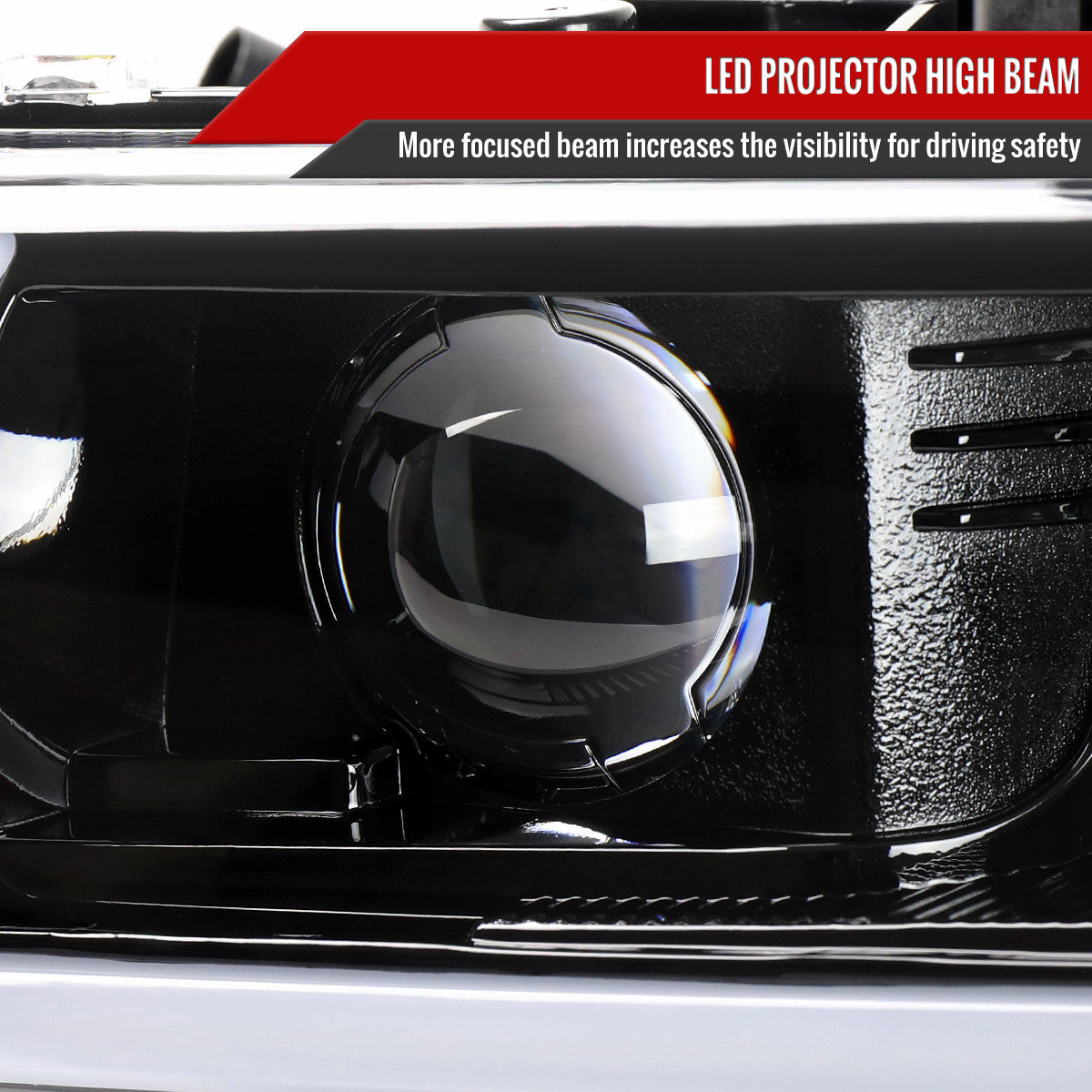 1999-2002 Chevrolet Silverado / 2000-2006 Tahoe / Suburban LED Projector DRL Headlights w/ Bumper Lights (Jet Black Housing/Clear Lens)