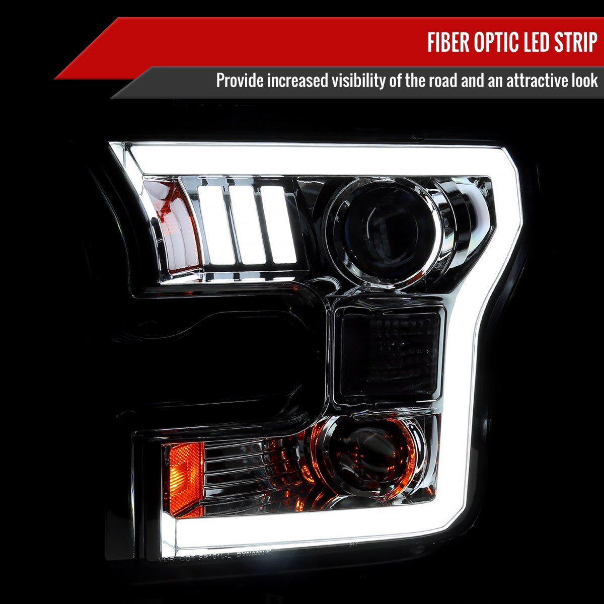 2015-2017 Ford F-150 LED Bar Projector Headlights - RS (Chrome Housing/Clear Lens)