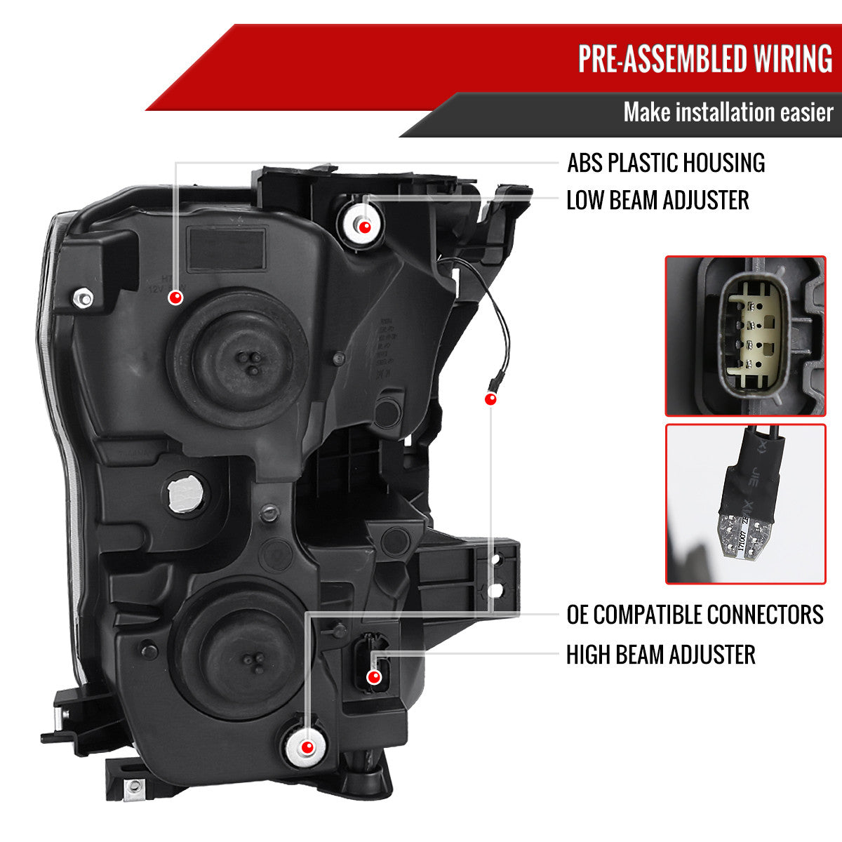 2015-2017 Ford F-150 LED Bar Projector Headlights - RS (Chrome Housing/Clear Lens)