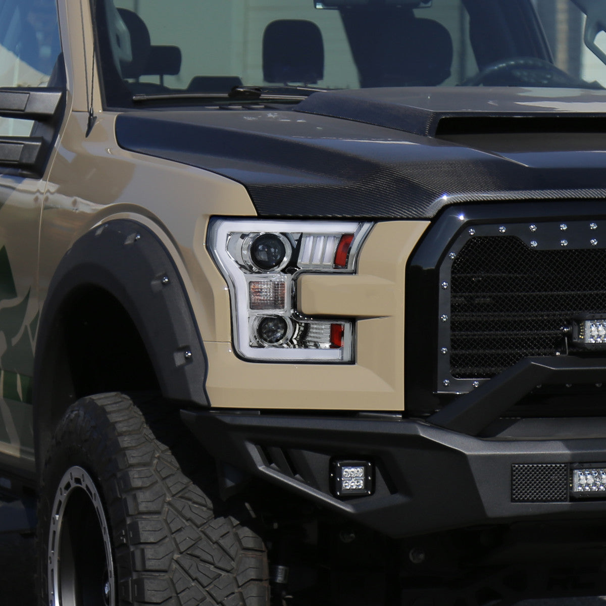 2015-2017 Ford F-150 LED Bar Projector Headlights - RS (Chrome Housing/Clear Lens)