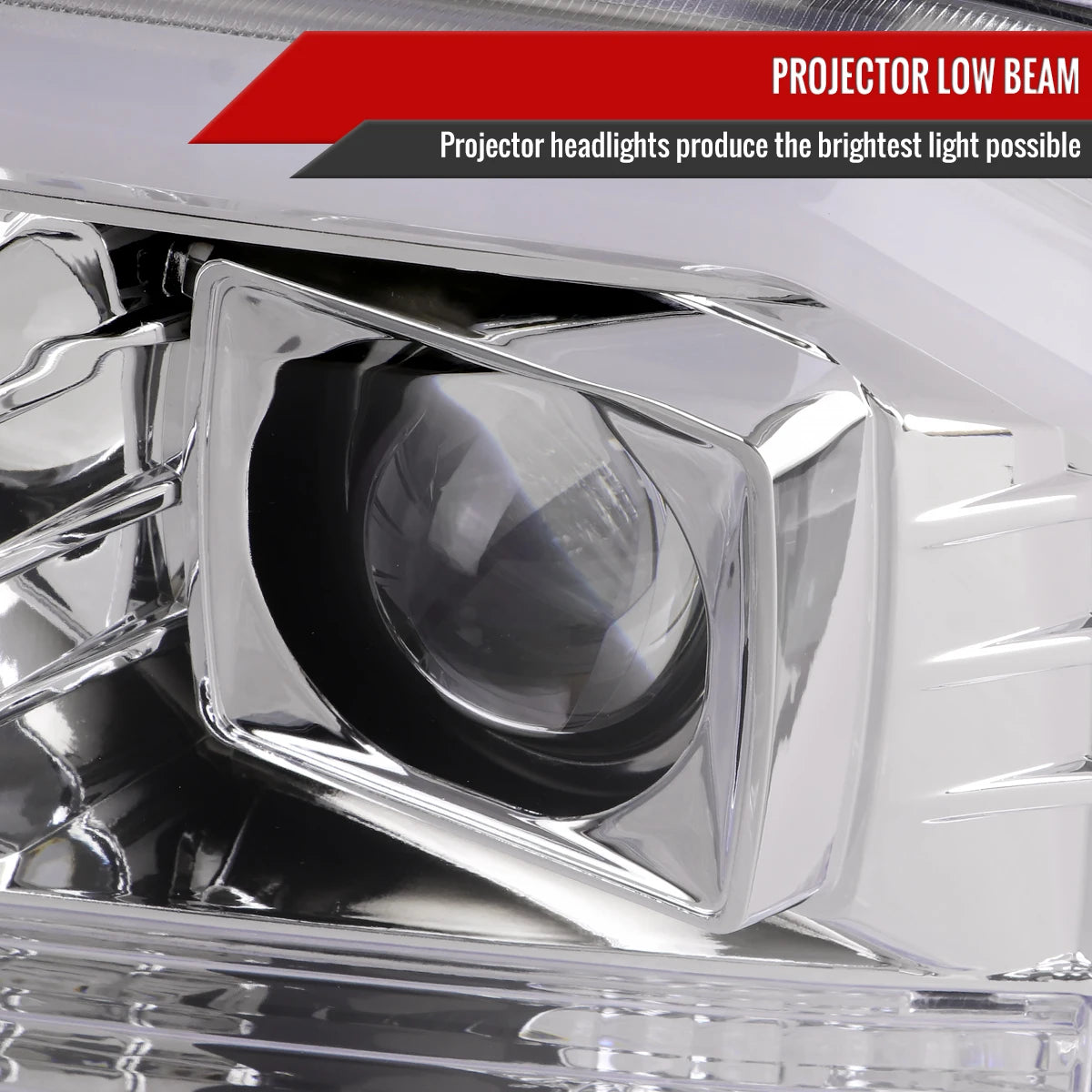 1999-2004 Ford F-250/F-350/F-450/F-550 /2000-2004 Ford Excursion LED Bar Projector Headlights (Chrome Housing/Clear Lens)