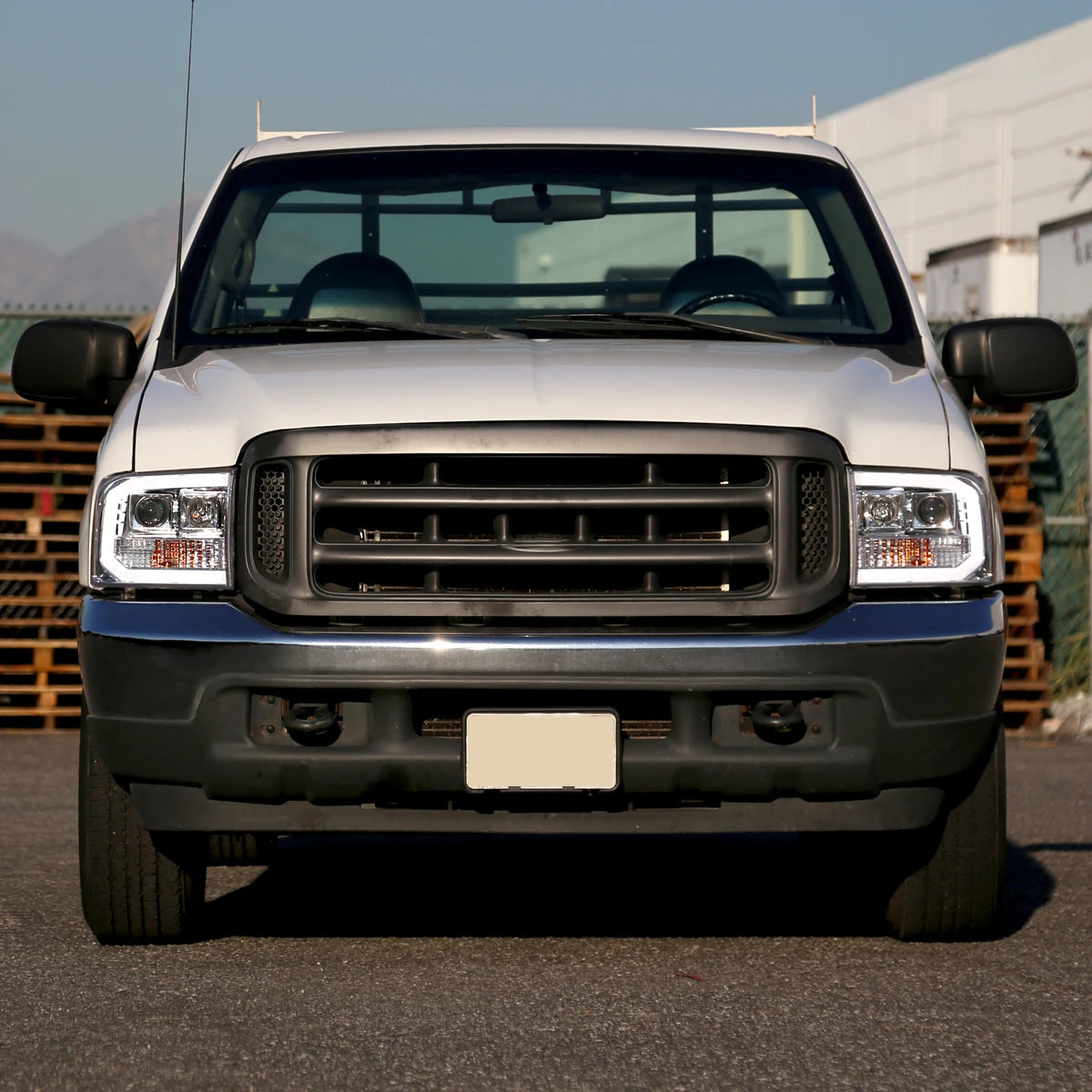 1999-2004 Ford F-250/F-350/F-450/F-550 /2000-2004 Ford Excursion LED Bar Projector Headlights (Chrome Housing/Clear Lens)