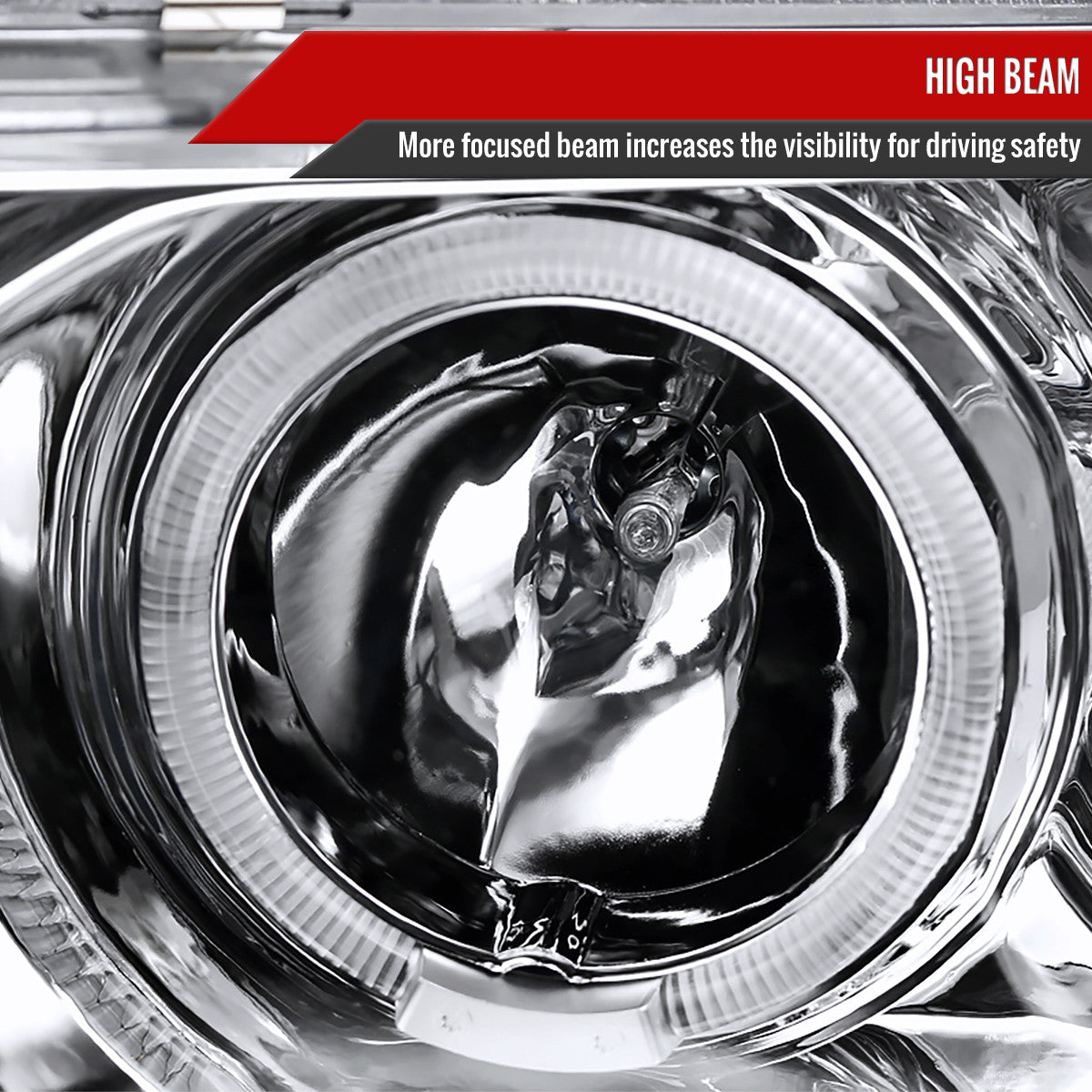 2002-2005 Dodge RAM 1500/ 2003-2005 RAM 2500 3500 Dual Halo Projector Headlights (Chrome Housing/Clear Lens)