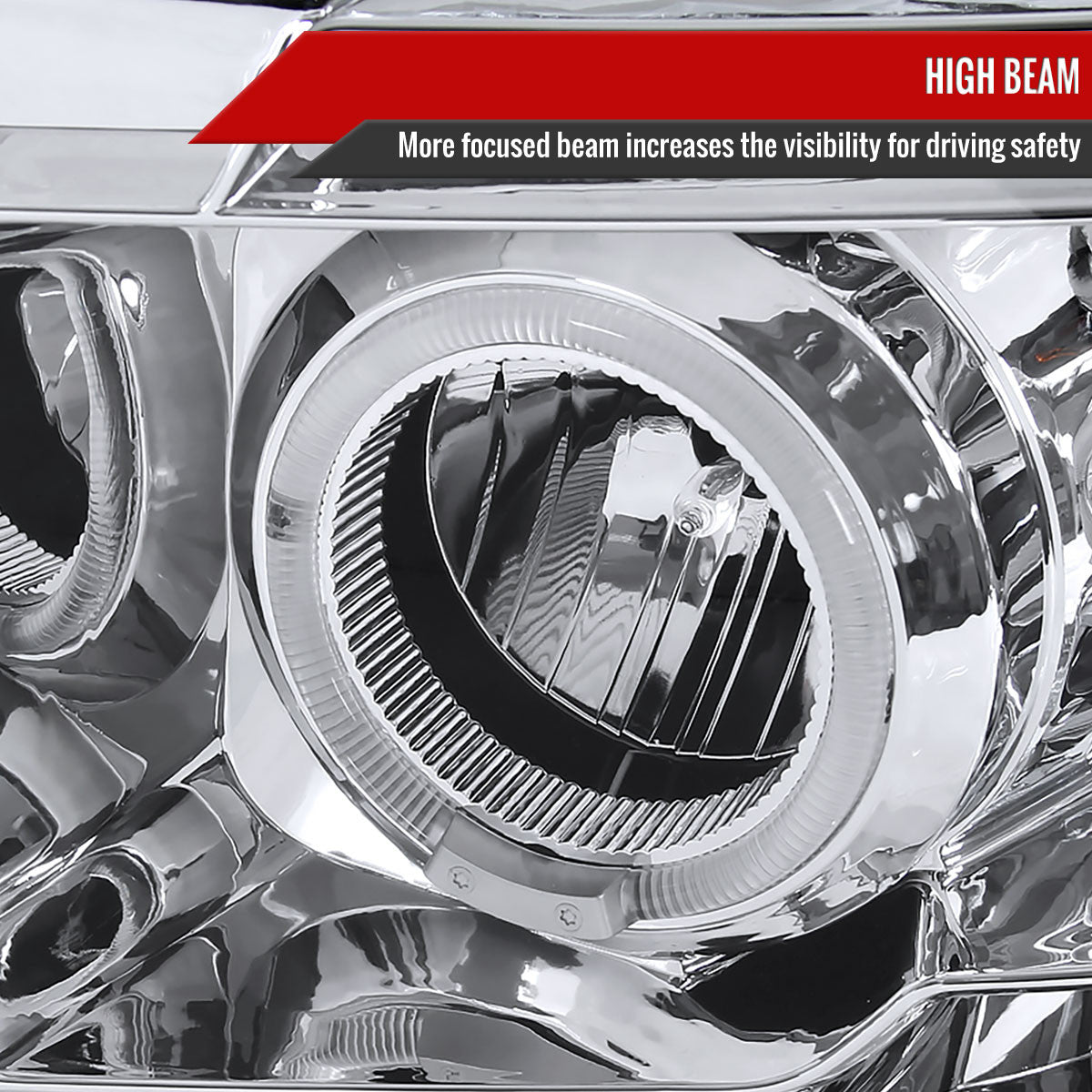 2006-2008 Dodge RAM 1500/ 2006-2009 RAM 2500 3500 Dual Halo Projector Headlights (Chrome Housing/Clear Lens)