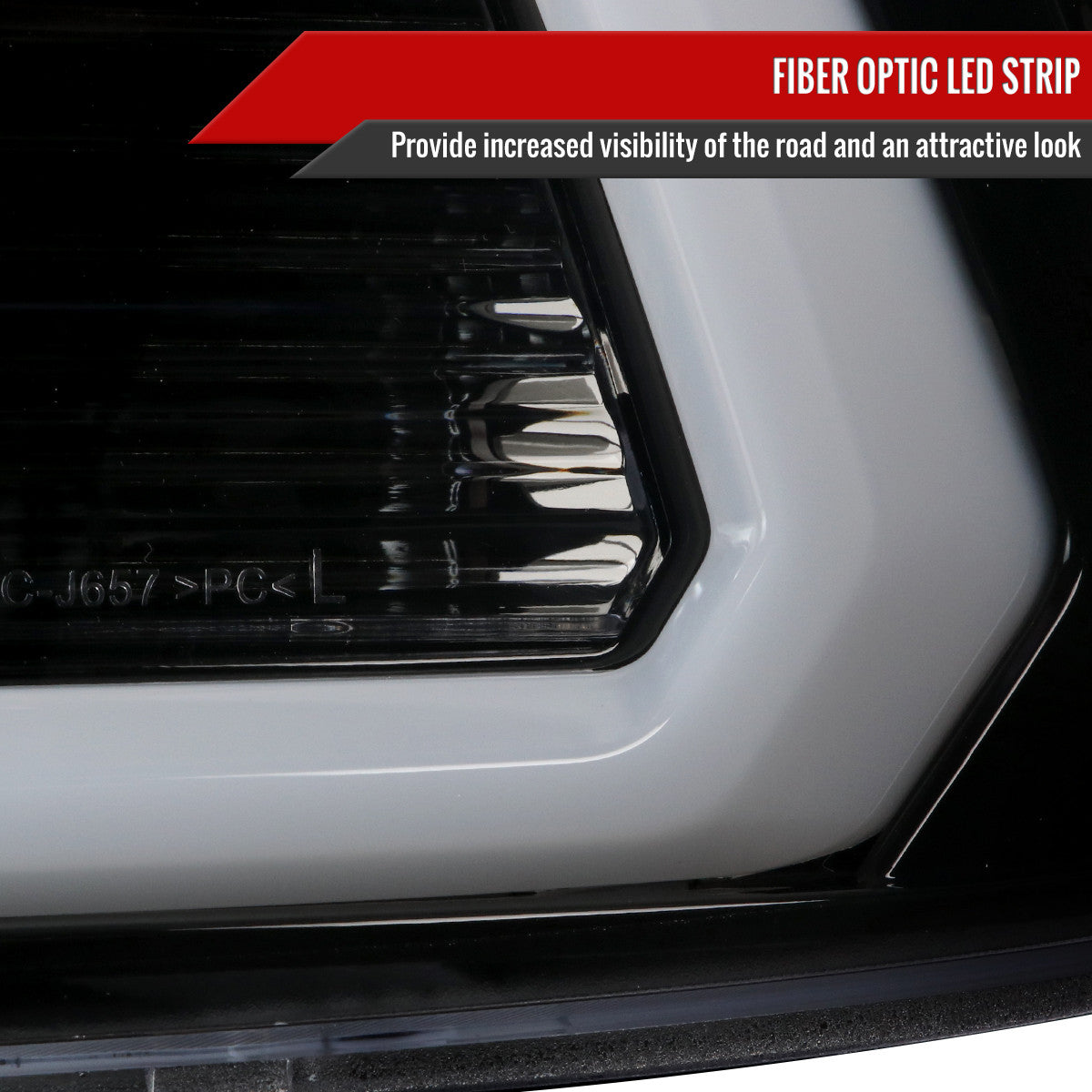 2009-2018 Dodge RAM 1500 / 2019-2021 RAM Classic / 2010-2018 RAM 2500 3500 LED C-Bar Projector Headlights (Jet Black Housing/Clear Lens)