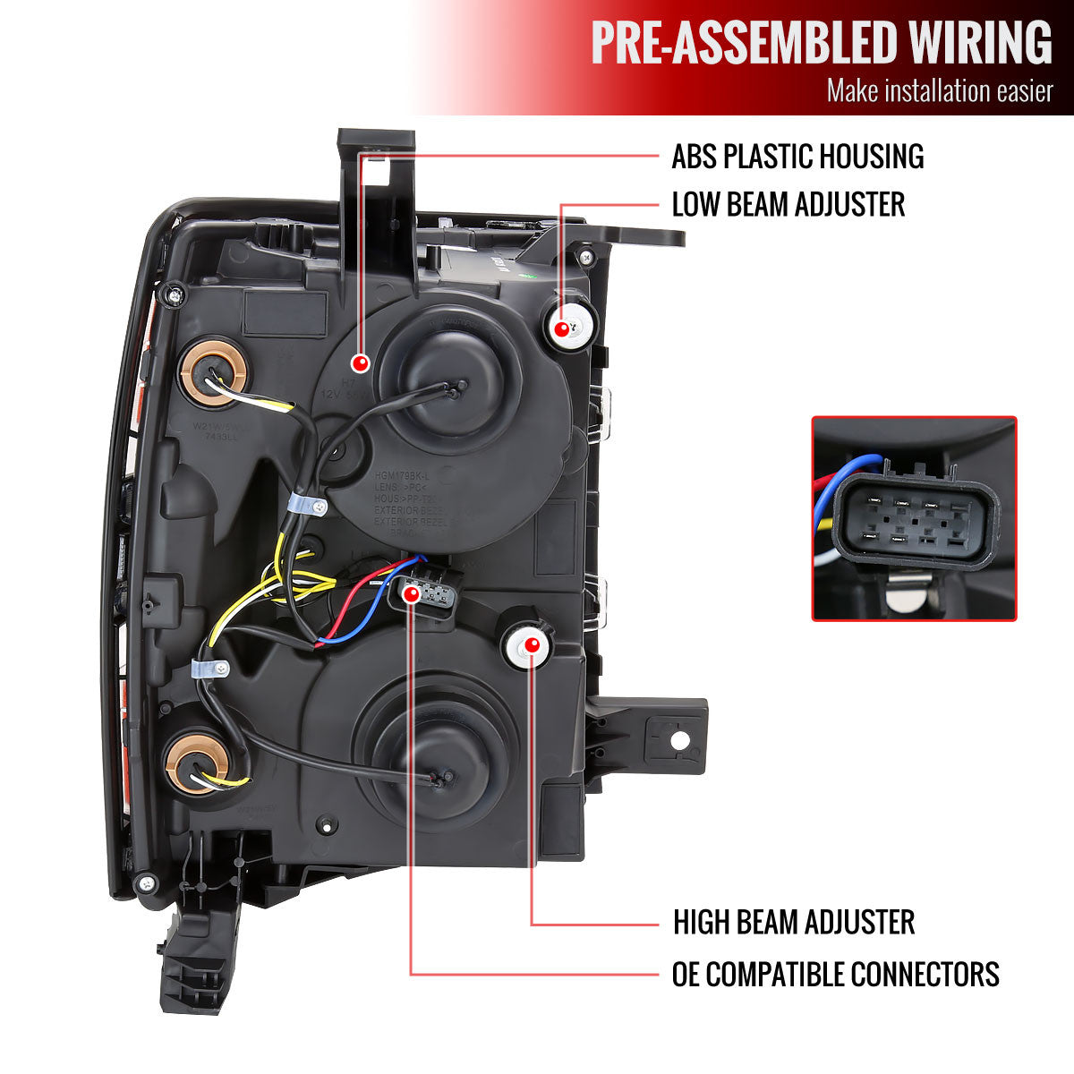 2014-2015 Chevrolet Silverado 1500 Animated/Switchback Sequential LED Bar Projector Headlights