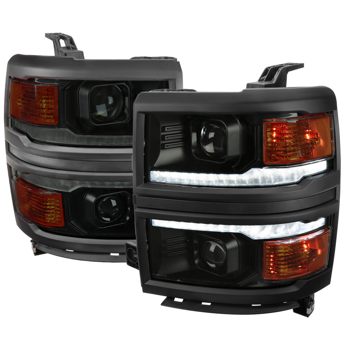 2014-2015 Chevrolet Silverado 1500 Animated/Switchback Sequential LED Bar Projector Headlights