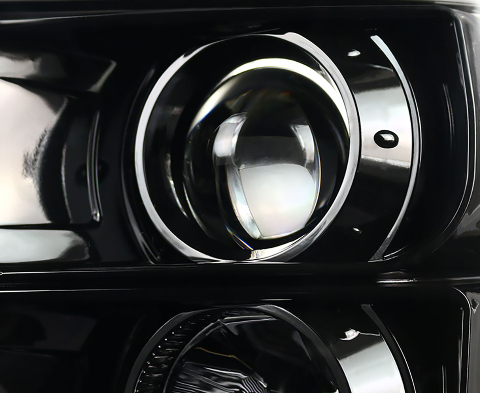 2011-2016 F-250/F-350/F-450/F-550 LED C-Bar Projector Headlights (Jet Black Housing/Clear Lens)