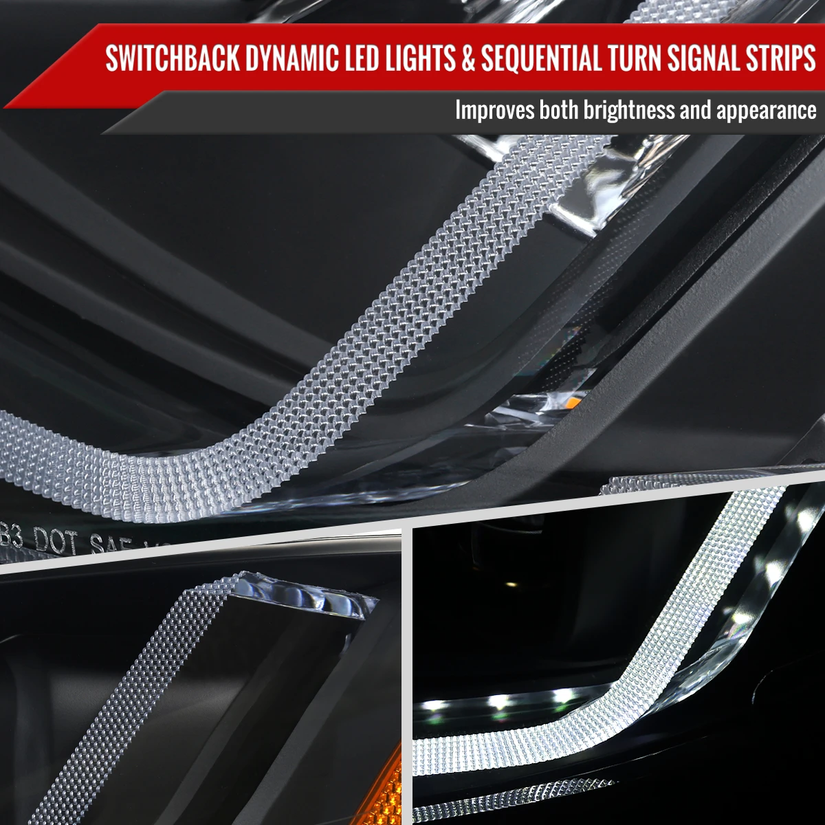 2019-2024 Chevrolet Malibu Full LED Projector Headlights Switchback Sequential Turn Signal (Matte Black Housing/Clear Lens)