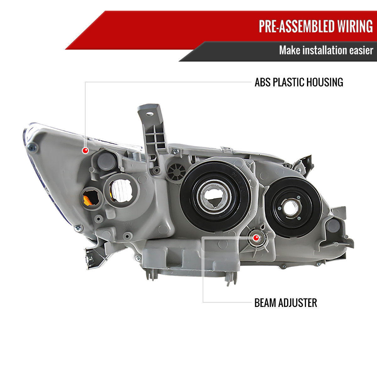 2007-2009 Toyota Camry Projector Headlights w/ Amber Reflectors (Matte Black Housing/Clear Lens)