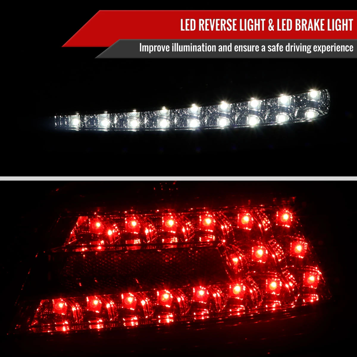 2015-2021 Subaru WRX Sequential White Bar LED Tail Lights (Chrome Housing/Red Lens)
